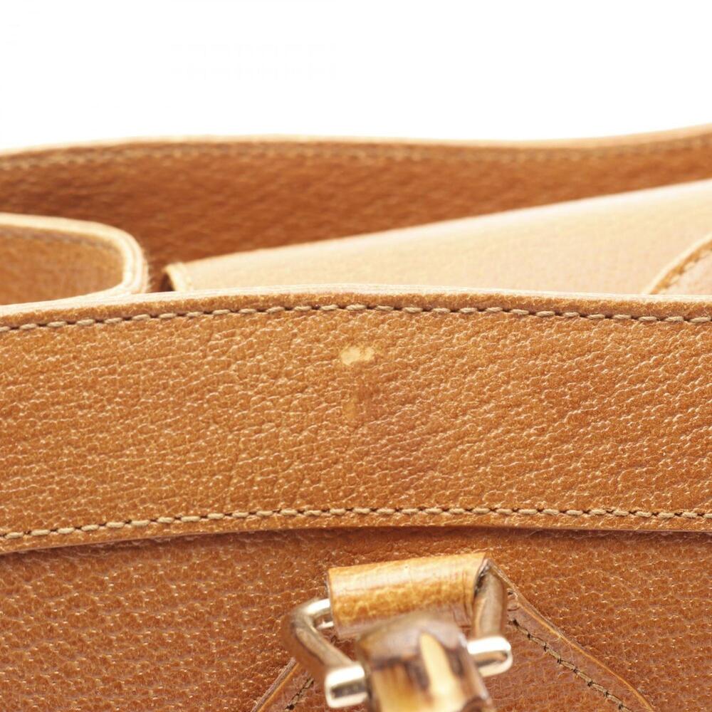 GUCCI Authentic Brown Leather Bamboo Tote Bag - Picture 6 of 9
